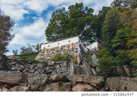 岡山備中松山城大手門關和石牆 岡山備中松山城大手門關和石牆 115862437