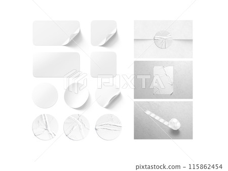 Blank white stickers mockup, different types 115862454