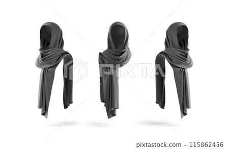 Blank black female shayla mockup, front and side view 115862456