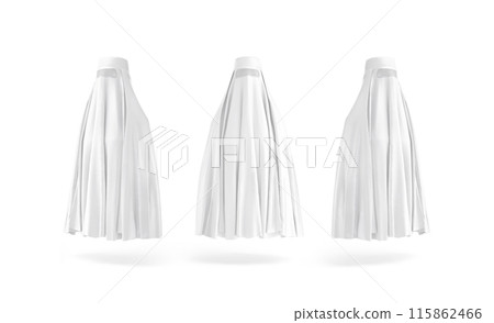 Blank white muslim female burqa mockup, front and side view 115862466