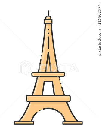 簡約時尚的艾菲爾鐵塔圖示-法國巴黎圖片素材 115862574