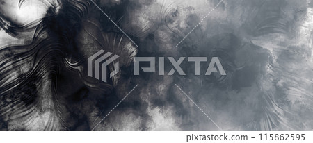 獅子的抽象墨水畫 獅子的抽象墨水畫 115862595