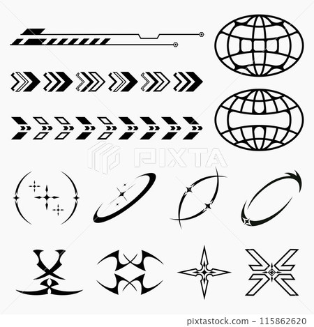 Retro futuristic element Streetwear Fashion Design elements 115862620