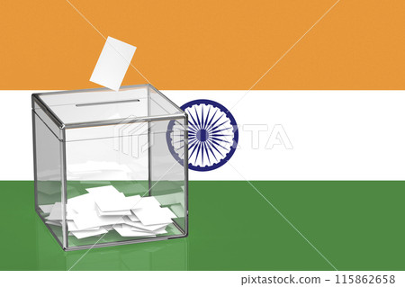 Ballot box with the flag of India Ballot box with the flag of India 115862658