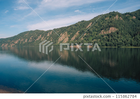 The beautiful summer view of Yenisei River 115862784