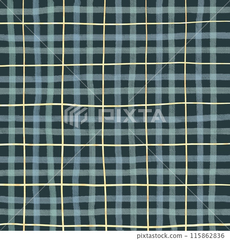 Gold Black Watch Tartan Plaid Hand Drawn Background 115862836