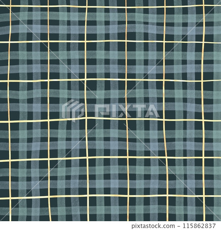 Gold Black Watch Tartan Plaid Hand Drawn Background 115862837