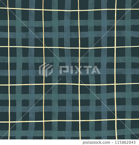 Gold Black Watch Tartan Plaid Hand Drawn Background 115862843