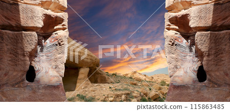 Mountains of Petra, Jordan, Middle East. Petra has been a UNESCO World Heritage Site since 1985 115863485