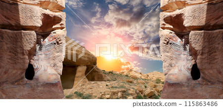Mountains of Petra, Jordan, Middle East. Petra has been a UNESCO World Heritage Site since 1985 Mountains of Petra, Jordan, Middle East. Petra has been a UNESCO World Heritage Site since 1985 115863486