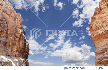 Mountains of Petra, Jordan, Middle East. Petra has been a UNESCO World Heritage Site since 1985 Mountains of Petra, Jordan, Middle East. Petra has been a UNESCO World Heritage Site since 1985 115863970