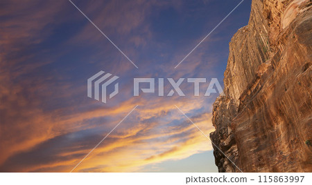 Mountains of Petra, Jordan, Middle East. Petra has been a UNESCO World Heritage Site since 1985 115863997
