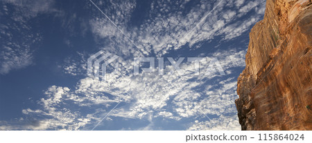 Mountains of Petra, Jordan, Middle East. Petra has been a UNESCO World Heritage Site since 1985 115864024