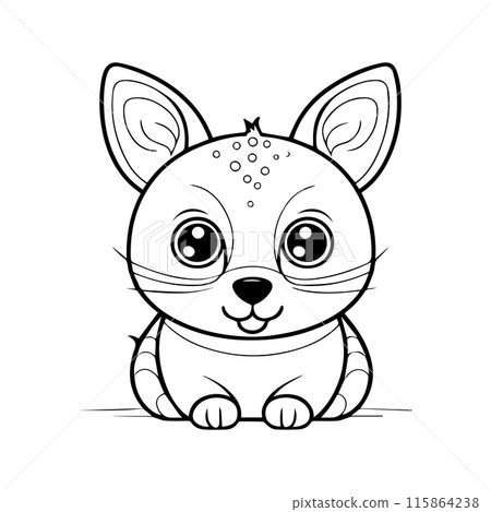 Outline coloring book for children of a cute animal 115864238