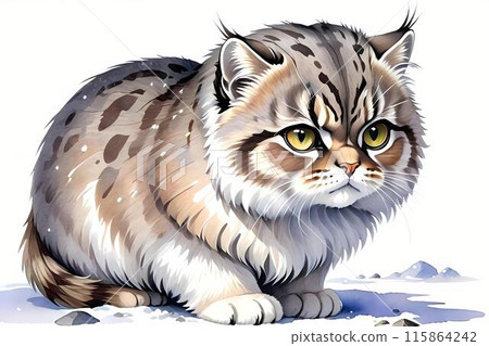 曼努爾貓坐在雪地裡 曼努爾貓坐在雪地裡 115864242