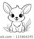 Outline coloring book for children of a cute bunny 115864295