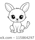 Outline coloring book for children of a cute animal 115864297