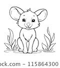 Outline coloring book for children of a cute lion cub 115864300