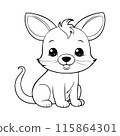 Outline coloring book for children of a cute animal 115864301