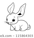 Outline coloring book for children of a cute animal 115864303