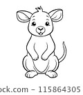 Outline coloring book for children of a cute little kangaroo 115864305
