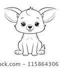 Outline coloring book for children of a cute puppy 115864306