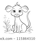 Outline coloring book for children of a cute little kangaroo 115864310