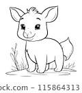 Outline coloring book for children of a cute little goat 115864313
