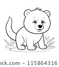 Outline coloring book for children of a cute animal 115864316