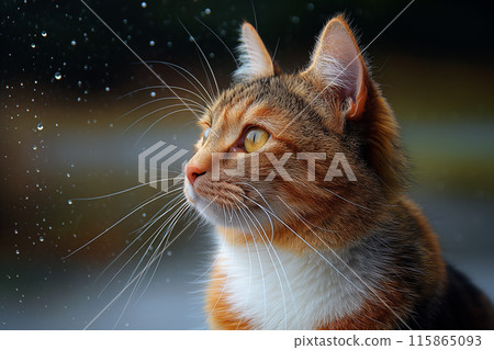 A cat on a tropical beach on sunny day 115865093