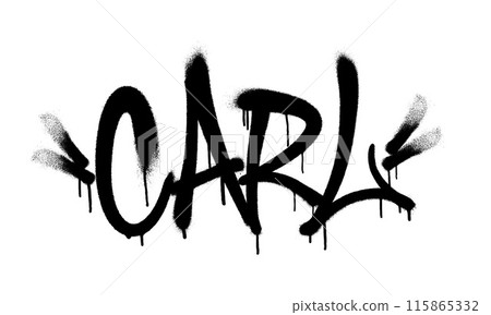 Sprayed Carl name with overspray in black over white. Vector illustration. 115865332