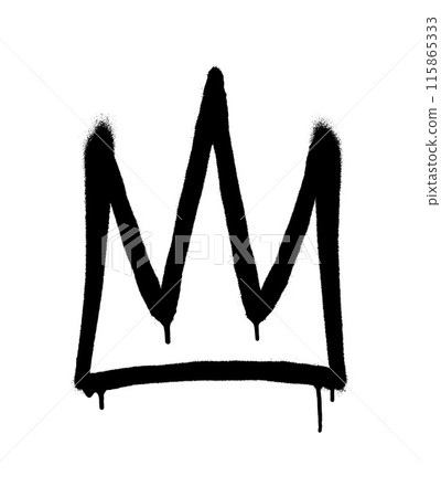 Sprayed crown with overspray in black over white. Vector illustration. Sprayed crown with overspray in black over white. Vector illustration. 115865333