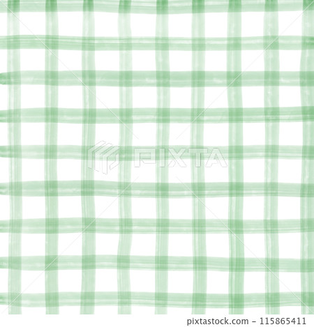 Green Plaid Gingham Check Hand Drawn Background Overlay 115865411