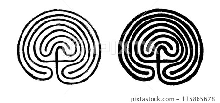 Crete traditional symbol. Cretan labyrinth line art vector Crete traditional symbol. Cretan labyrinth line art vector 115865678