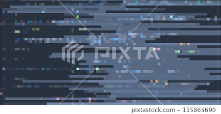 Trendy glitch pattern on dark background. Abstract geometric elements 115865690