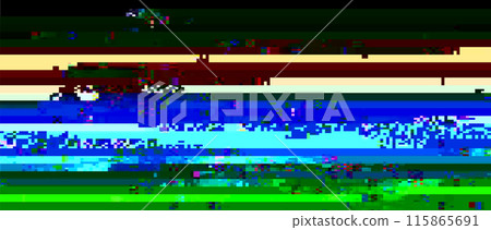 Trendy glitch pattern on dark background. Abstract geometric elements 115865691
