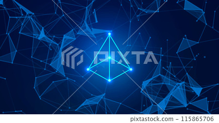 Abstract digital technology background with polygonal shapes, connecting dots and lines. Connection structure. Big data visualization Abstract digital technology background with polygonal shapes, connecting dots and lines. Connection structure. Big data visualization 115865706