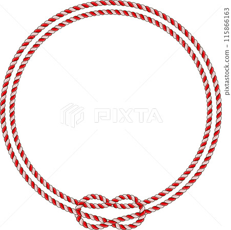 Round rope frame isolated on white background. Twisted cord Round rope frame isolated on white background. Twisted cord 115866163