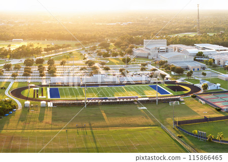 Public high school open air sports facilities in North Port, Florida. American football stadium sport infrastructure Public high school open air sports facilities in North Port, Florida. American football stadium sport infrastructure 115866465