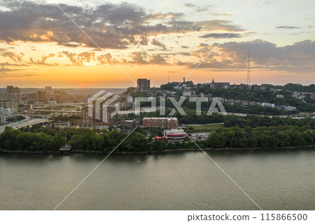 Cincinnati, Ohio residential neighborhood townscape. Mount Adams is geographic landmark east of downtown Cincinnati 115866500