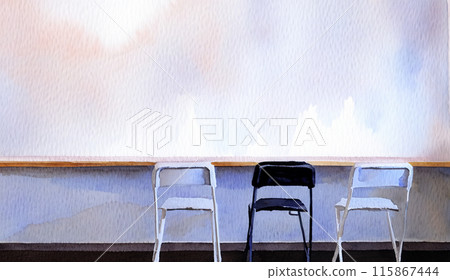 Simple high chair in a cafe - watercolor painting 115867444