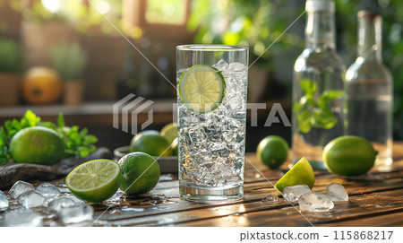 Lime carbonated water 115868217