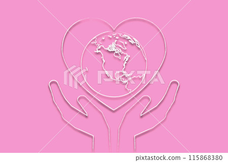 Heart and hands enveloping the earth Heart and hands enveloping the earth 115868380