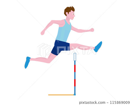 This is an illustration of a male runner competing in a hurdle race. This is an illustration of a male runner competing in a hurdle race. 115869009
