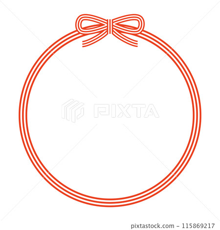 Simple red and white ribbon frame made of Mizuhiki Simple red and white ribbon frame made of Mizuhiki 115869217