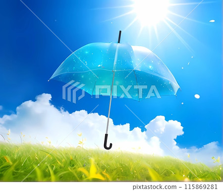 雨後透明的藍天和雨傘背景圖 115869281