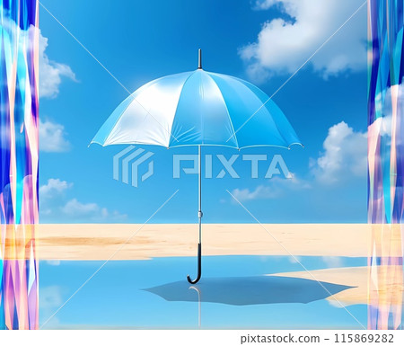 透明海邊藍天傘背景 115869282