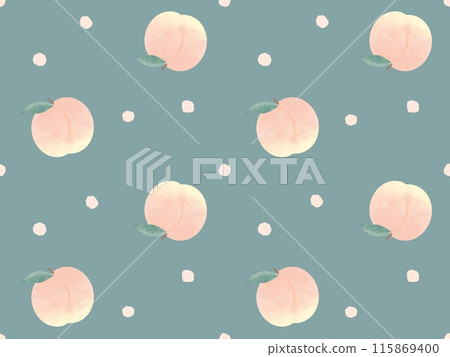 桃無縫圖案背景暗綠色 115869400