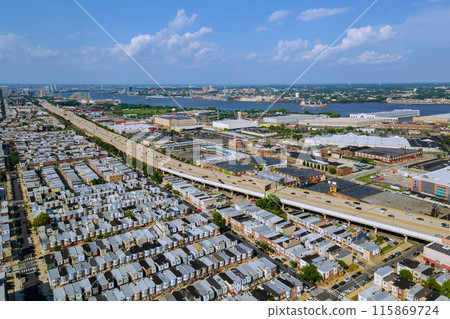 Panoramic view of Philadelphia city downtown cityscape Pennsylvania, USA 115869724
