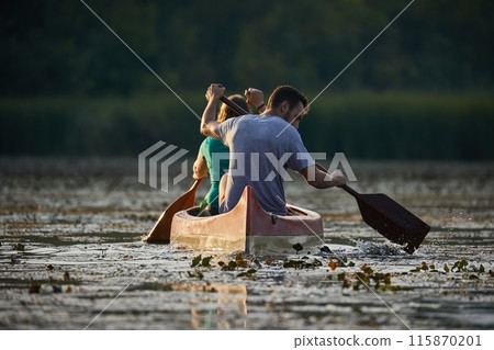 Canoe tour on a river Canoe tour on a river 115870201
